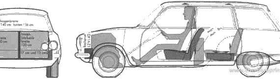 Peugeot 204D Break (1968) - Пежо - чертежи, габариты, рисунки автомобиля