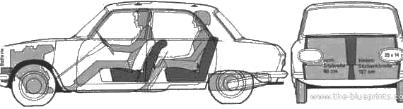 Peugeot 204 (1966) - Пежо - чертежи, габариты, рисунки автомобиля