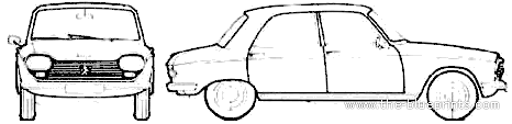 Peugeot 204 Berline - Пежо - чертежи, габариты, рисунки автомобиля