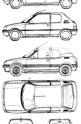 Peugeot 205 - Пежо - чертежи, габариты, рисунки автомобиля