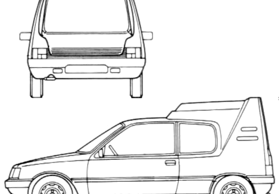 Peugeot 205 Multi - Пежо - чертежи, габариты, рисунки автомобиля