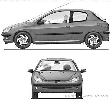 Peugeot 206 3-Door - Пежо - чертежи, габариты, рисунки автомобиля
