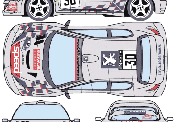 Peugeot 206 Rally - Пежо - чертежи, габариты, рисунки автомобиля