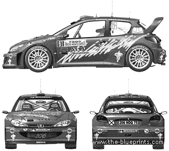 Peugeot 206 WRC Monte Carlo (2005) - Пежо - чертежи, габариты, рисунки автомобиля