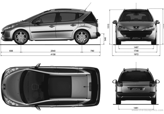 Peugeot 207SW - Пежо - чертежи, габариты, рисунки автомобиля