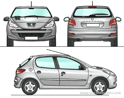 Peugeot 207 (2013) - Пежо - чертежи, габариты, рисунки автомобиля