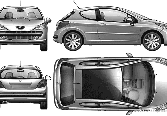 Peugeot 207 3-Door - Пежо - чертежи, габариты, рисунки автомобиля