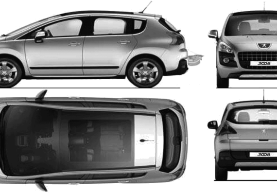 Peugeot 3008 (2009) - Пежо - чертежи, габариты, рисунки автомобиля