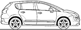 Peugeot 3008 2.0 HDi (2009) - Пежо - чертежи, габариты, рисунки автомобиля