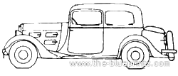 Peugeot 301CR Coach BV4 (1933) - Пежо - чертежи, габариты, рисунки автомобиля