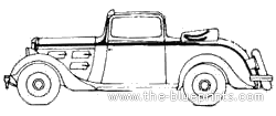Peugeot 301CR Coupe Decapotable CL4 (1933) - Пежо - чертежи, габариты, рисунки автомобиля