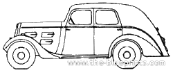 Peugeot 301D Berline A6S (1936) - Пежо - чертежи, габариты, рисунки автомобиля
