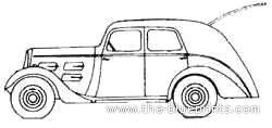 Peugeot 301D Berline Commerciale A6C (1936) - Пежо - чертежи, габариты, рисунки автомобиля