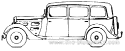 Peugeot 301LR Limousine Familiale Taxi (1933) - Пежо - чертежи, габариты, рисунки автомобиля