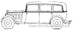 Peugeot 301L Limousine Commerciale N7C (1933) - Пежо - чертежи, габариты, рисунки автомобиля