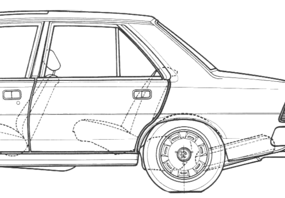Peugeot 305 (1977) - Пежо - чертежи, габариты, рисунки автомобиля