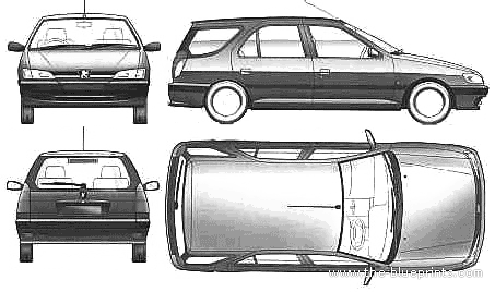 Peugeot 306 Break - Пежо - чертежи, габариты, рисунки автомобиля