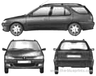 Peugeot 306 Break (2001) - Пежо - чертежи, габариты, рисунки автомобиля