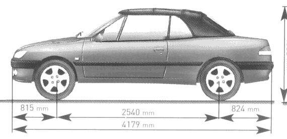 Peugeot 306 Cabrio - Пежо - чертежи, габариты, рисунки автомобиля