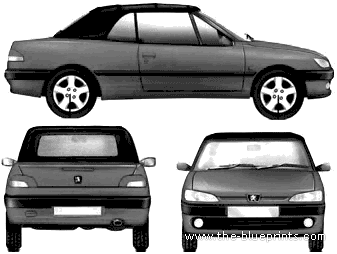 Peugeot 306 Cabriolet - Пежо - чертежи, габариты, рисунки автомобиля