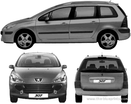 Peugeot 307 SW Break (2006) - Пежо - чертежи, габариты, рисунки автомобиля