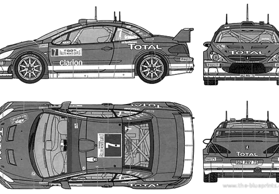Peugeot 307 WRC Monte Carlo - Пежо - чертежи, габариты, рисунки автомобиля