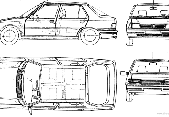 Peugeot 309 5-Door (1987) - Пежо - чертежи, габариты, рисунки автомобиля