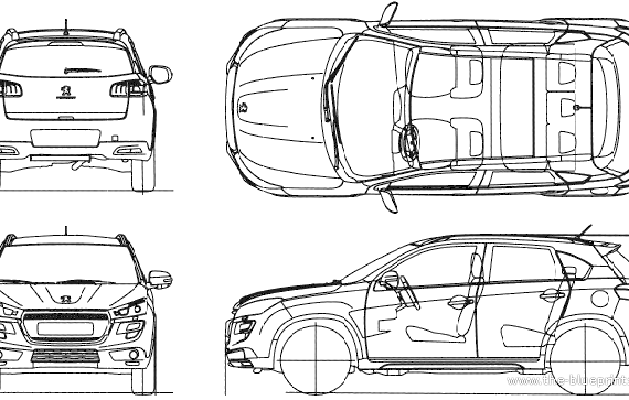Peugeot 4008 (2013) - Пежо - чертежи, габариты, рисунки автомобиля