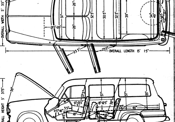 Peugeot 403B Break (1962) - Пежо - чертежи, габариты, рисунки автомобиля
