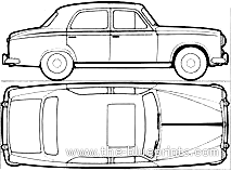 Peugeot 403 (1960) - Пежо - чертежи, габариты, рисунки автомобиля
