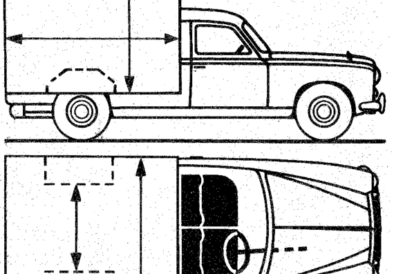 Peugeot 403 Camionette (1960) - Пежо - чертежи, габариты, рисунки автомобиля