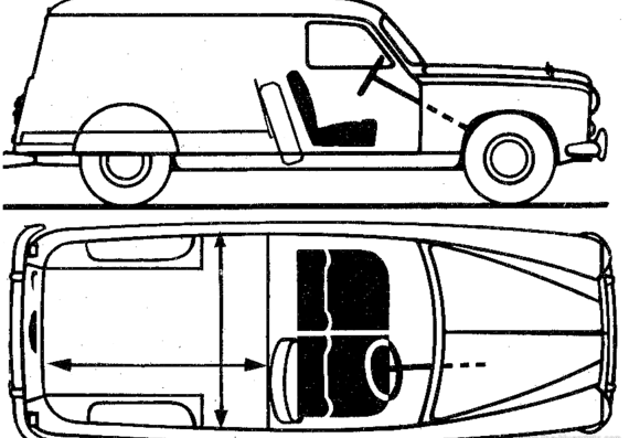 Peugeot 403 Comercialle (1960) - Пежо - чертежи, габариты, рисунки автомобиля