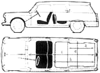 Peugeot 404 Break (1963) - Пежо - чертежи, габариты, рисунки автомобиля