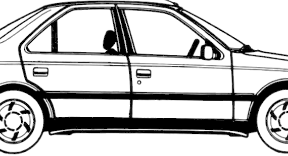 Peugeot 405 1.9 GTX (1988) - Пежо - чертежи, габариты, рисунки автомобиля