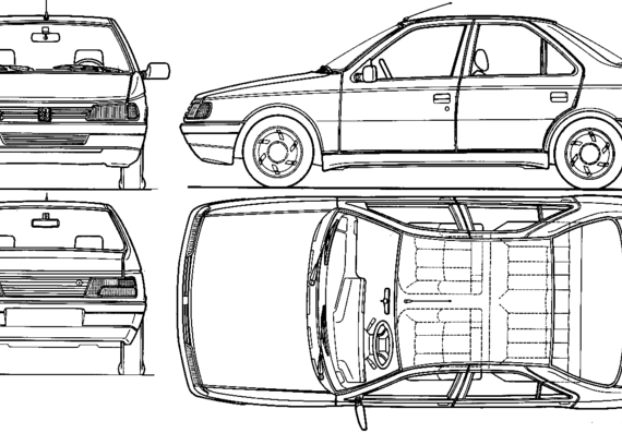 Peugeot 405 GR (1988) - Пежо - чертежи, габариты, рисунки автомобиля