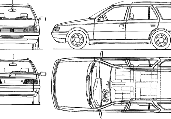 Peugeot 405 GR Break (1988) - Пежо - чертежи, габариты, рисунки автомобиля