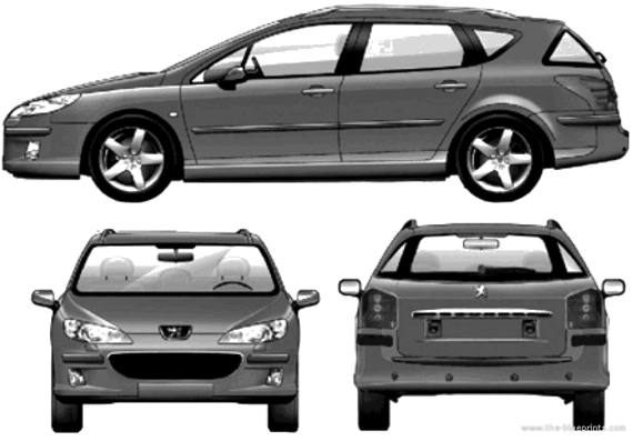 Peugeot 407 Break (2006) - Пежо - чертежи, габариты, рисунки автомобиля