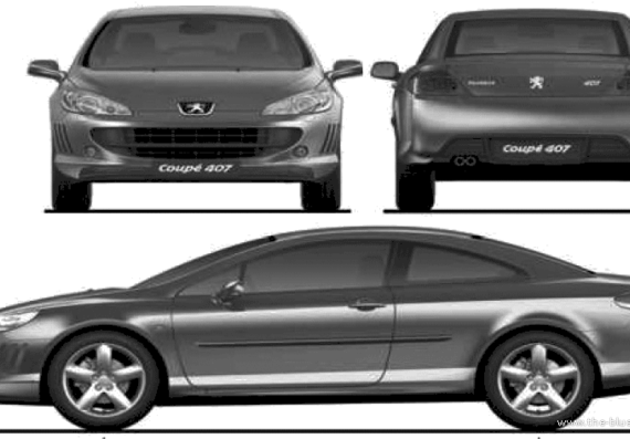Peugeot 407 Coupe (2009) - Пежо - чертежи, габариты, рисунки автомобиля