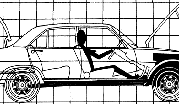 Peugeot 504 (1969) - Пежо - чертежи, габариты, рисунки автомобиля