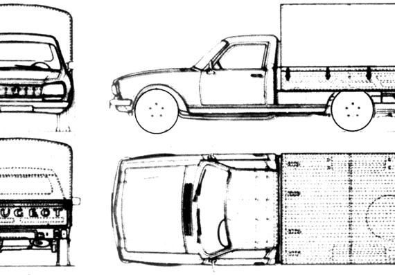Peugeot 504 Cammionette - Пежо - чертежи, габариты, рисунки автомобиля