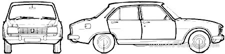 Peugeot 504 Diesel - Пежо - чертежи, габариты, рисунки автомобиля