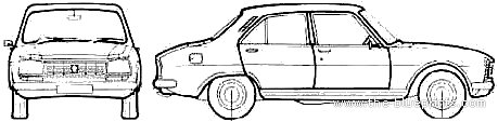 Peugeot 504 L - Пежо - чертежи, габариты, рисунки автомобиля