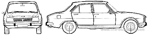 Peugeot 504 Ti - Пежо - чертежи, габариты, рисунки автомобиля