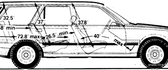 Peugeot 505 GR Break (1986) - Пежо - чертежи, габариты, рисунки автомобиля