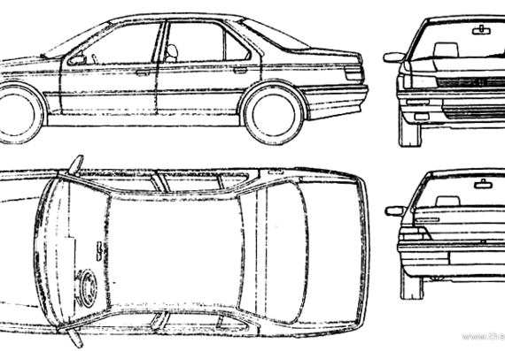 Peugeot 605 - Пежо - чертежи, габариты, рисунки автомобиля