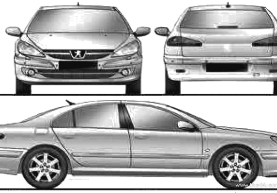 Peugeot 607 (2009) - Пежо - чертежи, габариты, рисунки автомобиля