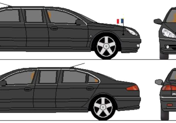 Peugeot 607 Heuliez Limousin - Пежо - чертежи, габариты, рисунки автомобиля