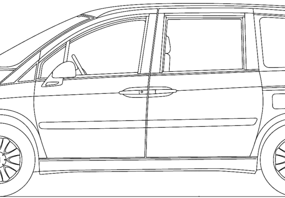 Peugeot 807 (2007) - Пежо - чертежи, габариты, рисунки автомобиля