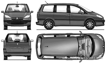 Peugeot 807 (2008) - Пежо - чертежи, габариты, рисунки автомобиля
