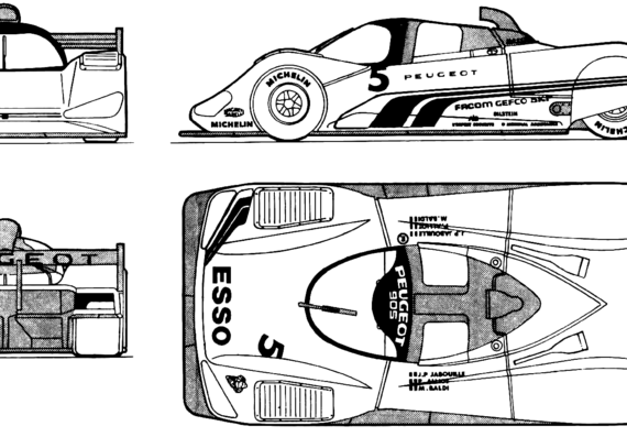Peugeot 905 LM (1991) - Peugeot - drawings, dimensions, pictures of the car